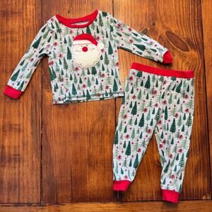 Mudpie‎ 9-12 Month Christmas Tree/Santa Pajama Set